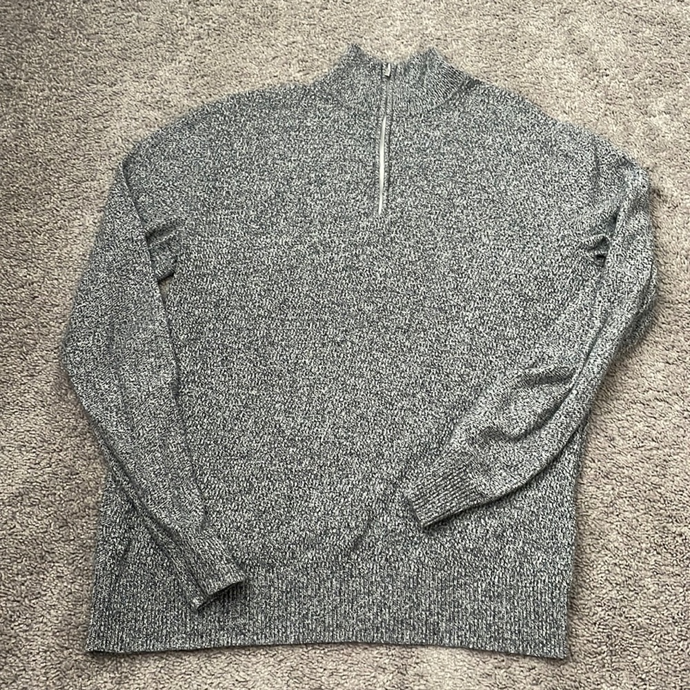 Calvin Klein Gray and White 1/4 Zip Pullover